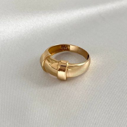 انگشتر طلای زنانه آینه ای مدرن ساده 18 عیار