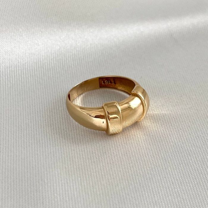 انگشتر طلا آینه ای مدرن ساده - Image 3